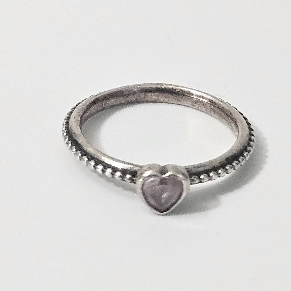 Pandora Sterling Silver Pink CZ Heart One Love Ring Size 5.5 - Picture 2 of 9